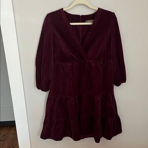 Melonie Burgundy Velvet Dress